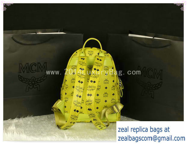 High Quality Replica MCM Stark Backpack Large in Calf Leather 8004 Lemon